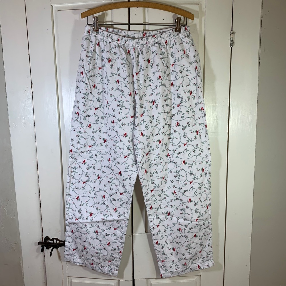 Charter Club Intimates PL Cardinal Flannel Pajama Pants Bird Lover Pants Only